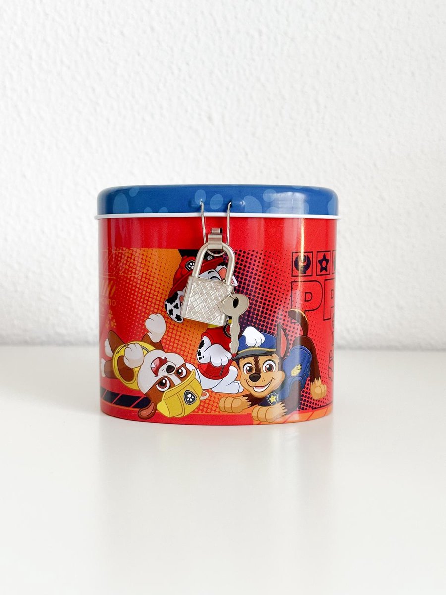 Paw Patrol Spaarpot - Spaarblik met Sleutels & Slot - Spaar Pot - Geld Sparen - Jongens & Meisjes - Cadeau - Spaarpot voor Kinderen - Sinterklaas & Kerst Cadeau - Sparen - PawPatrol Spaarpot - Spaarblik - Geldblik - Spaarblikje - Spaarvarken