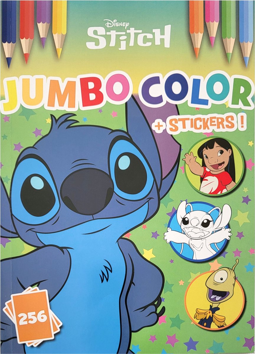 Disney Stitch - Jumbo kleurboek - 256 kleurplaten en 4 stickervellen - knutselen
