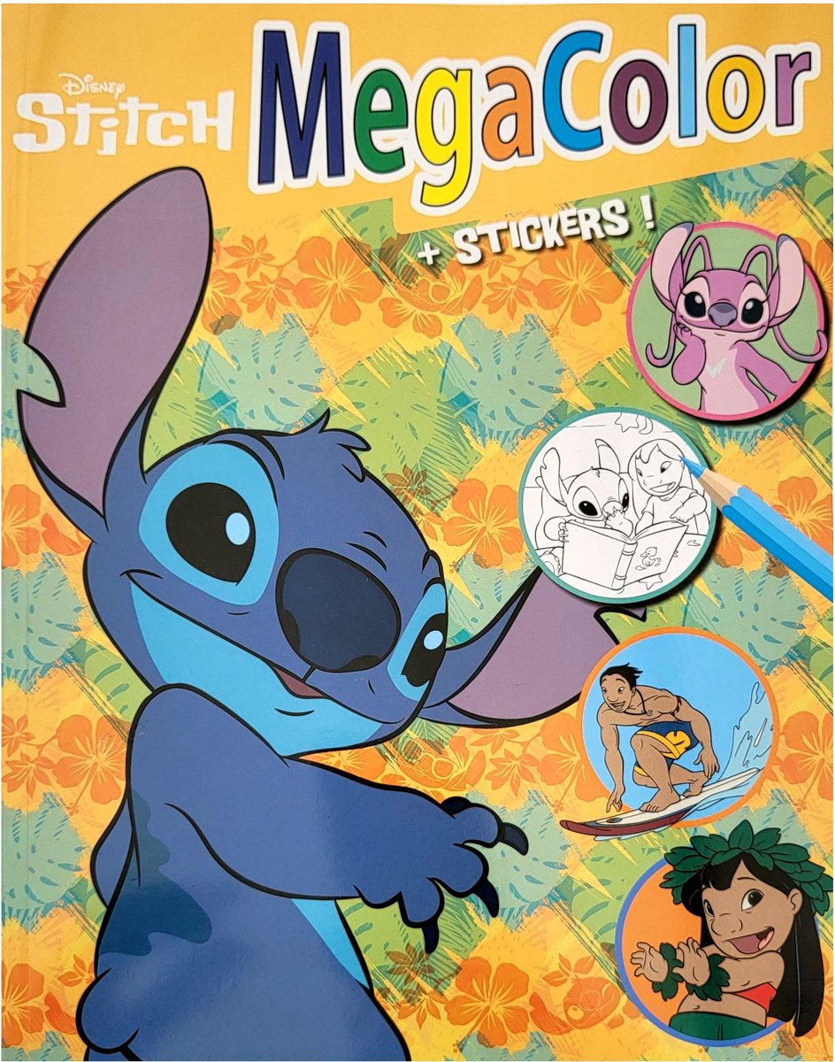 Disney Stitch - Megacolor - Kleurboek met +/- 125 kleurplaten en 1 stickervel met +/- 25 stickers - Lilo - knutselen