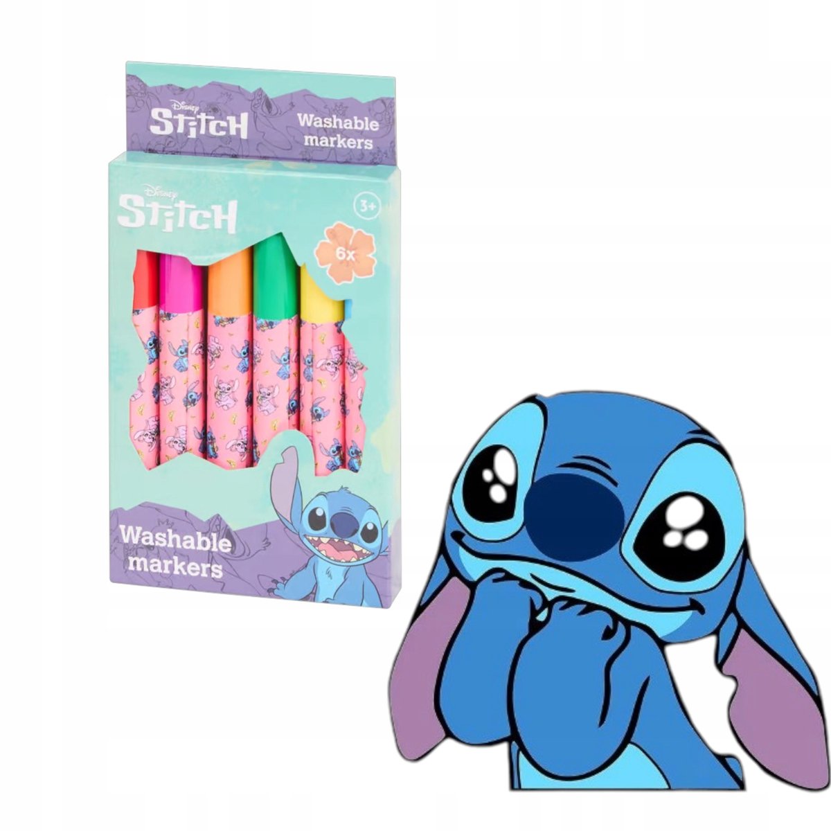 Disney Stitch Lilo & Stitch Kleurstiften - 6 Uitwasbare Markers voor Kinderen