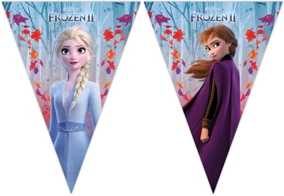 2x   Frozen 2 vlaggenlijnen 2 meter - Kinderfeestje/verjaardag feest thema vlaggenlijn