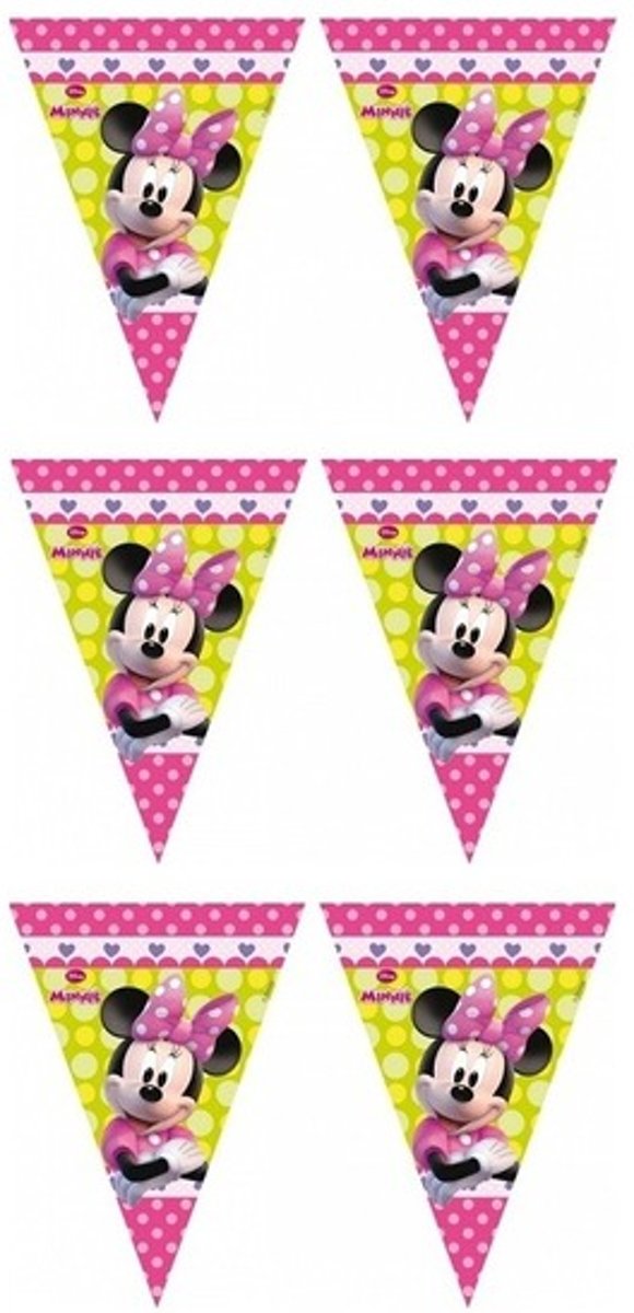 3x Disney Minnie Mouse vlaggenlijn themafeest 280 cm - Kinderfeestje partijtje feestslingers