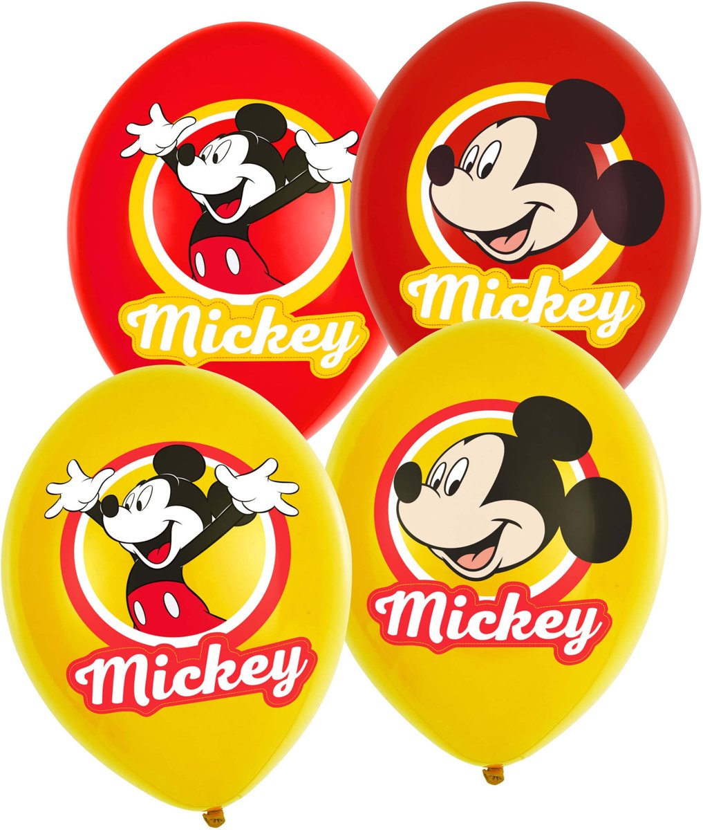 6 gele en rode latex Mickey Mouse™ ballonnen - Feestdecoratievoorwerp