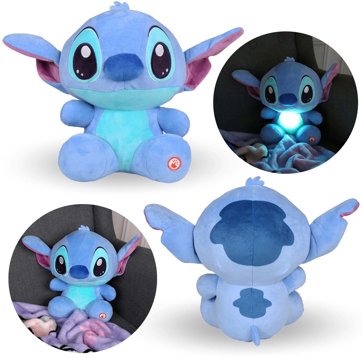 DISNEY Stitch LARGE pluche mascotte, lichtgevende knuffel, teddybeer voor kinderen 24 cm