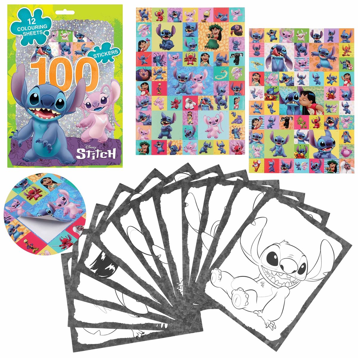 DISNEY Stitch Teken- en schilderset, 100 stickers + kleurplaten, creatief knutselpakket voor kinderen