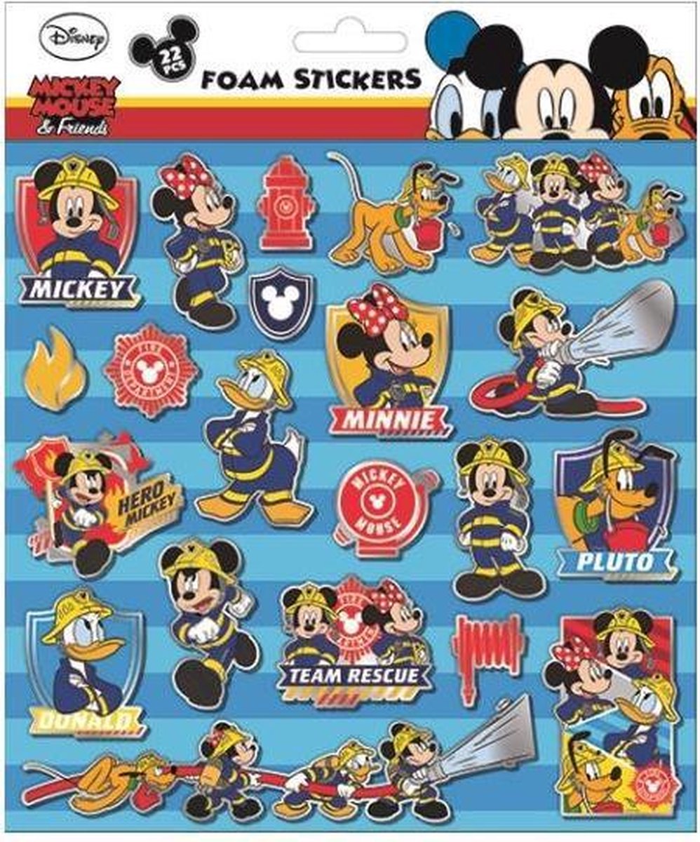 Disney Foamstickers Mickey Mouse 24 X 20,5 Cm 22-delig Blauw