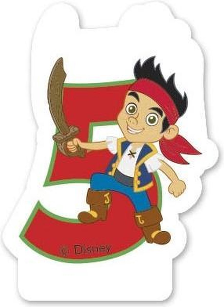 Disney Jake en de Nooitgedachtenland piraten 5e verjaardag taart kaars