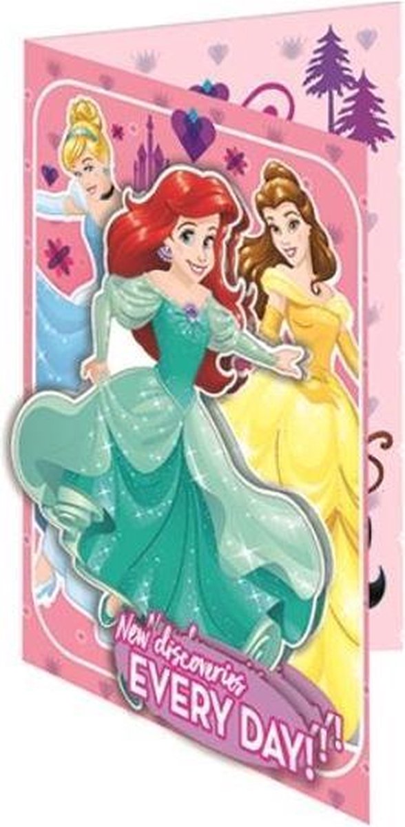 Disney Kaart Met Envelop Princess 3d Junior 20,5 Cm Roze