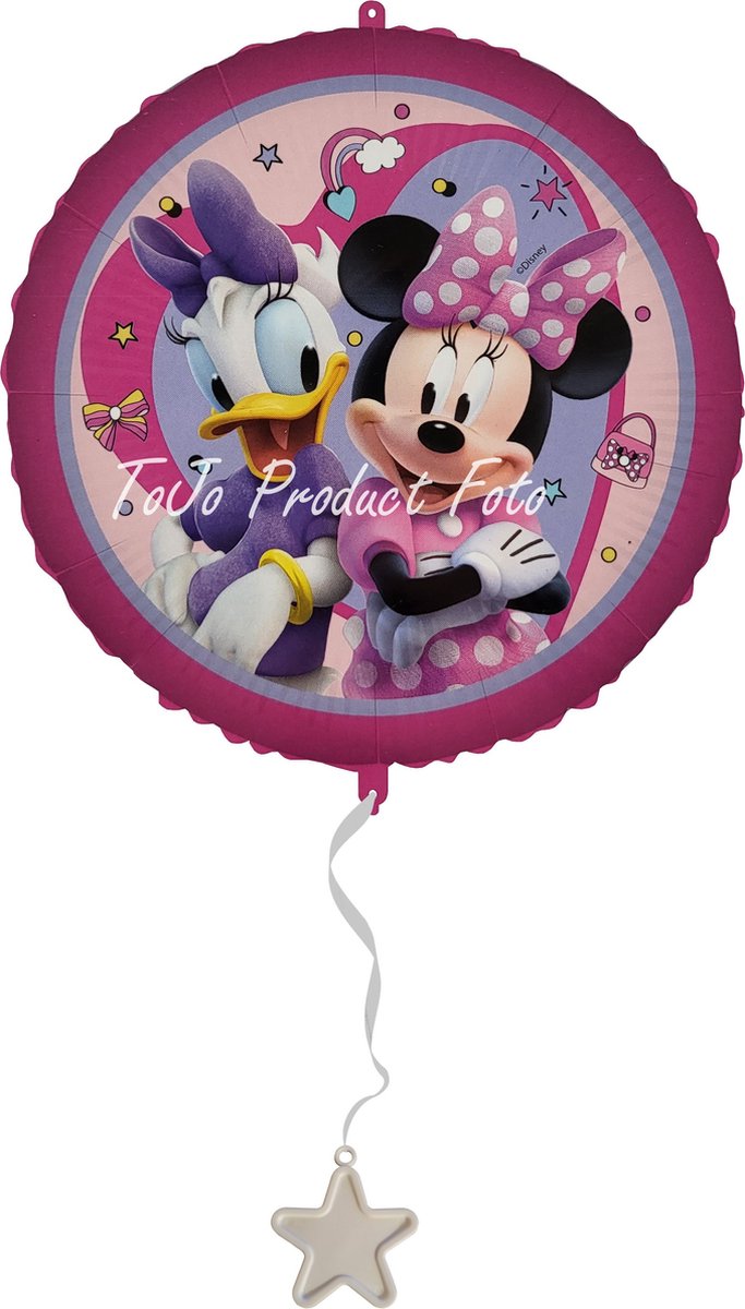   Minnie Mouse Folieballon - opblaasbaar of te vullen met helium - 46 cm - herbruikbaar - incl. kartonnen rietje, gewichtje, en lintje - ballon - versiering - kinderfeestje - party - verjaardag - meisjes