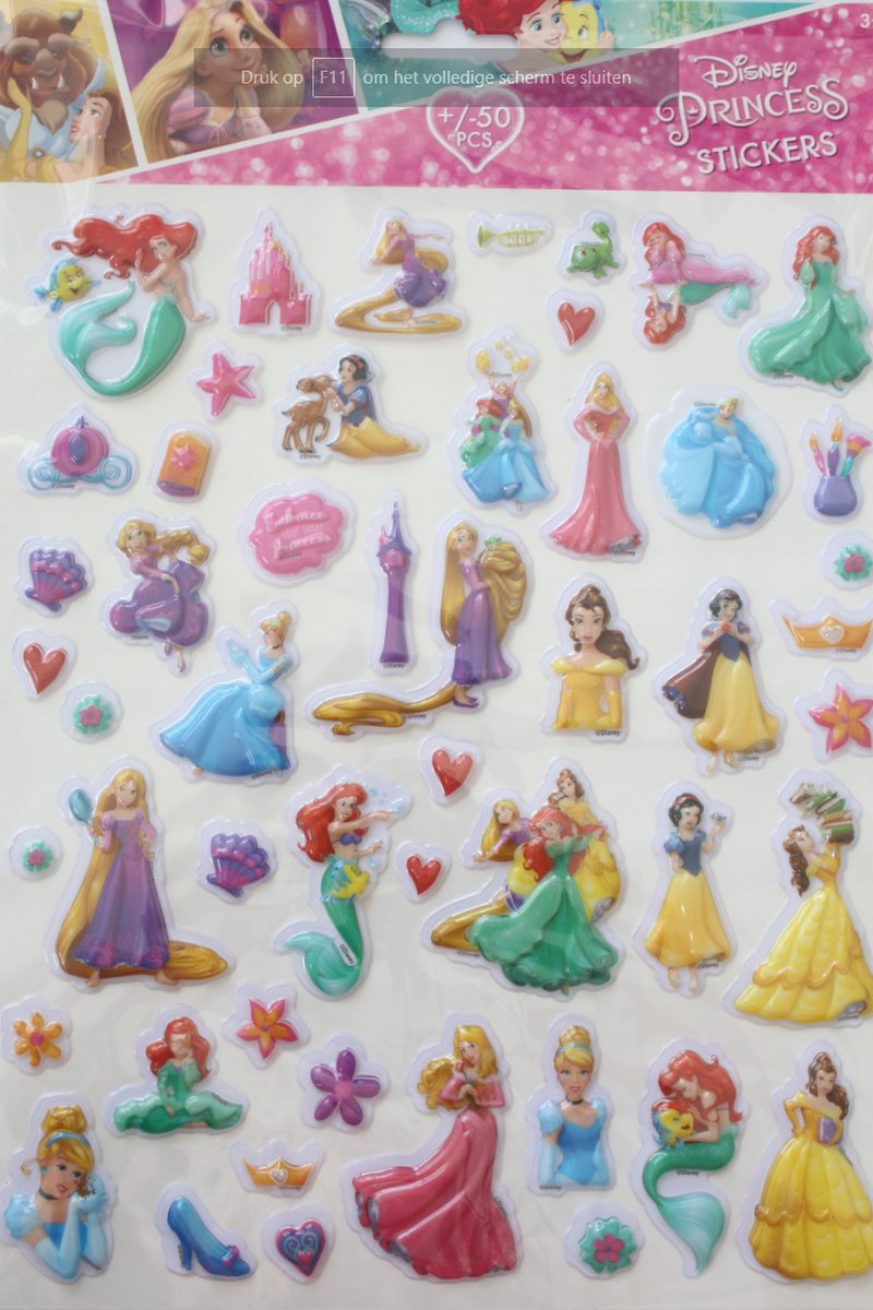   Prinses Stickervel -   - 3D Stickers - Knutselen - Roze - 3+ jaar - Prinsessen -   Princess - Meisjes - Films - Vakantie - Kinderpartijtje - Feestje - Cadeautje