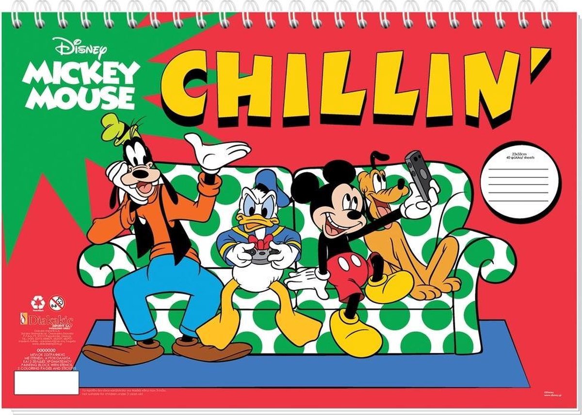 Disney Sticker- En Kleurboek Mickey Mouse Chillin 33 Cm Papier