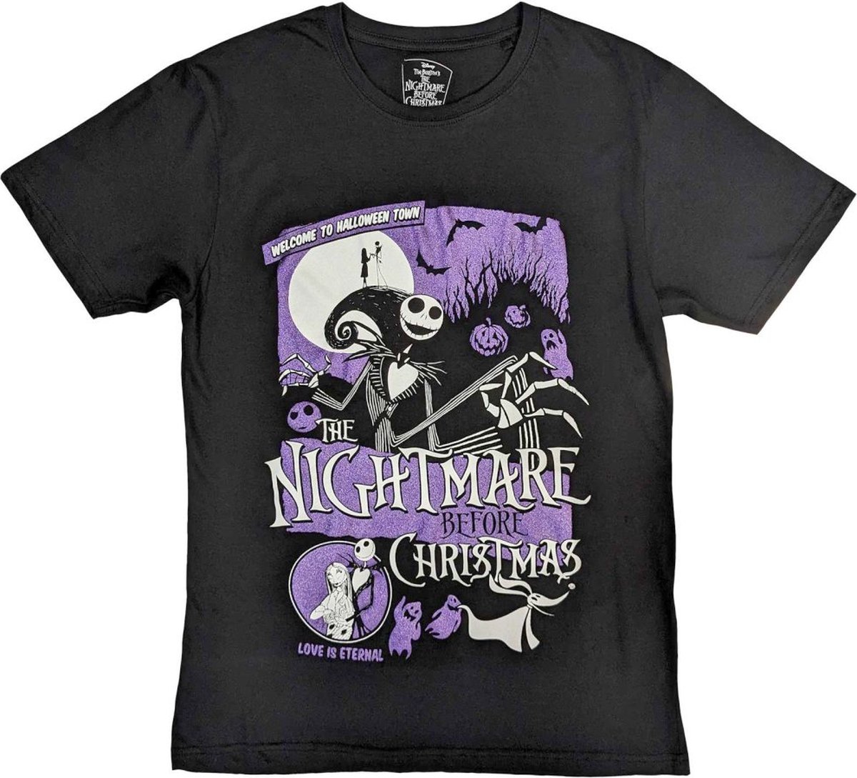   The Nightmare Before Christmas - Welcome To Halloween Town Heren T-shirt - S - Zwart