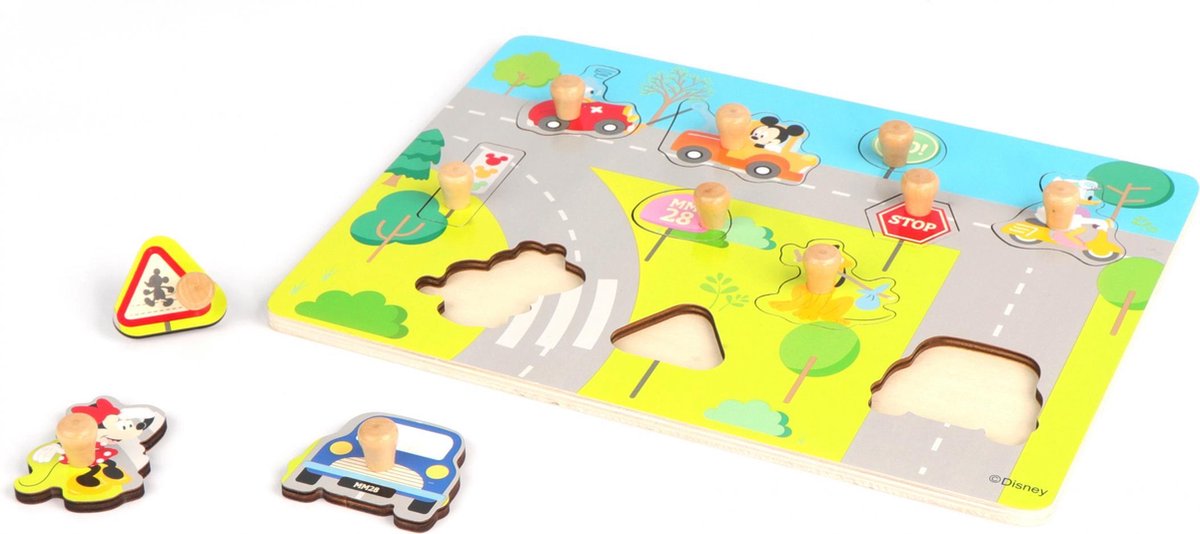   Vormenpuzzel Mickey Mouse Junior 30 X 22 Cm Hout 12-delig