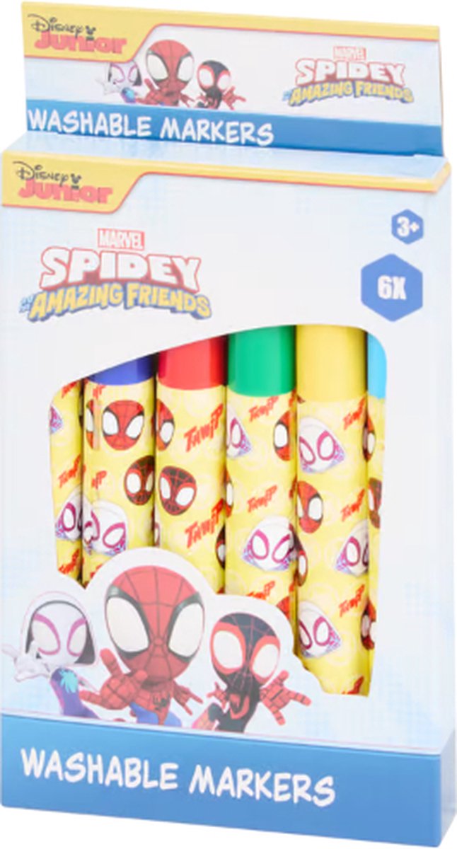   junior - Marvel Spidey and his amazing friends - Stiften Uitwasbaar - 6 Kleuren - Kindvriendelijk - Kleurstiften Set voor Kinderen