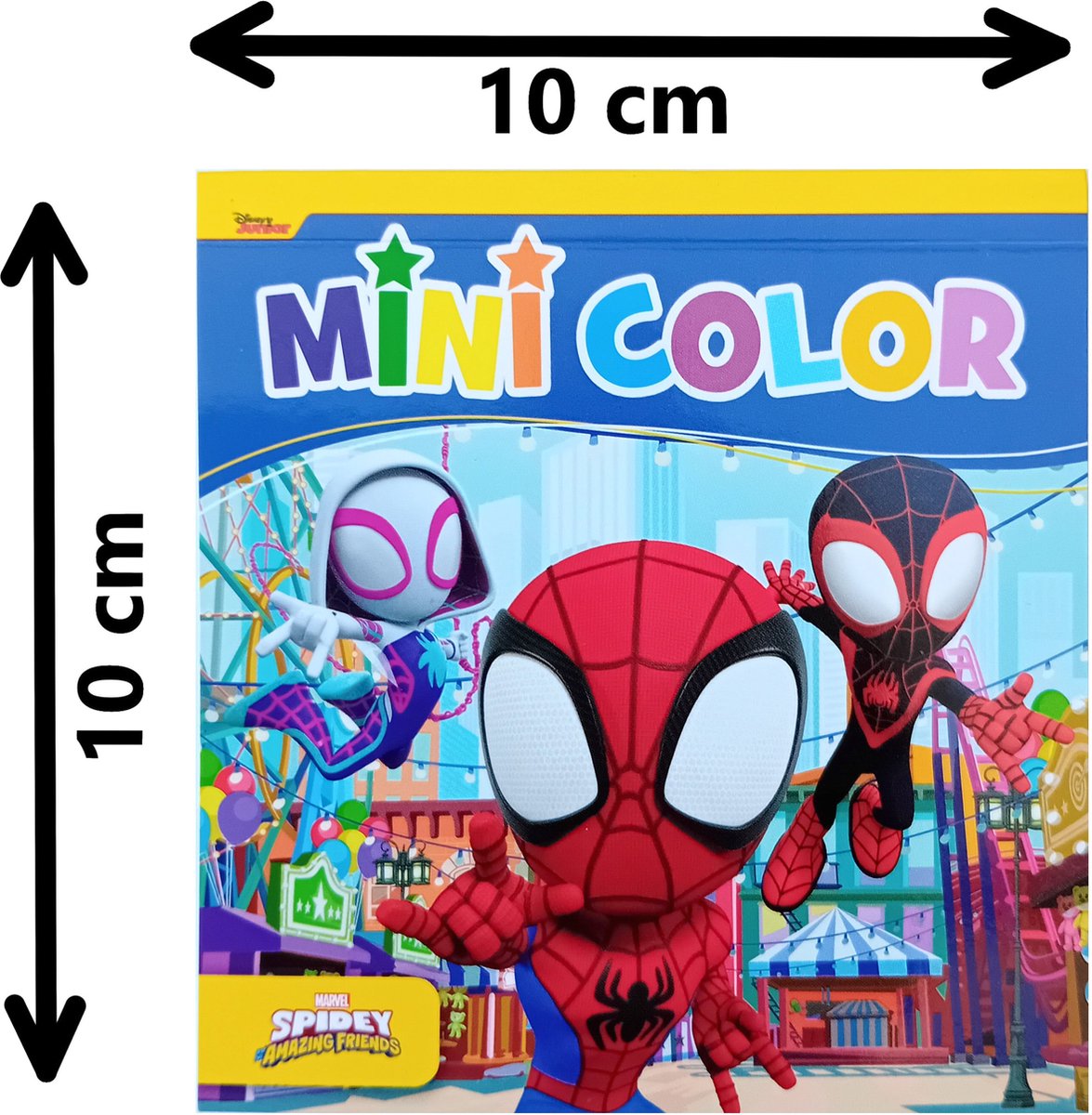   junior - Marvel spidey and his amazing friends - mini kleurboek - 10 bij 10 cm - 24 kleurplaten - afscheurbaar kleurblok
