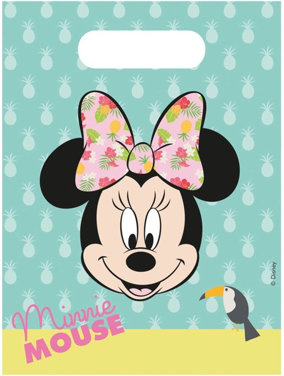Disney traktatiezakjes 18 stuks 23 x 17 cm- Minnie Mouse themafeest uitdeelzakjes