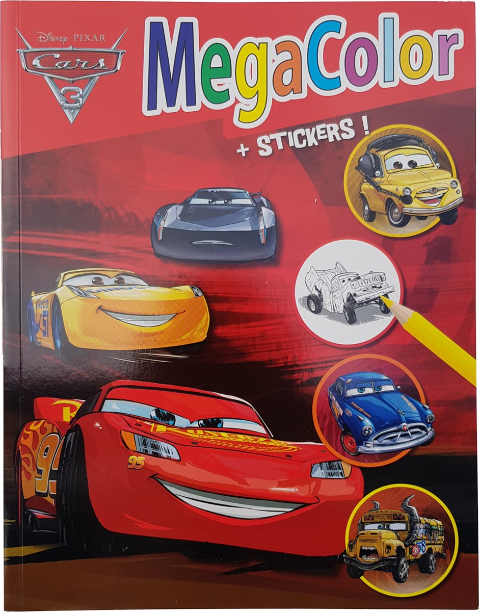  s Cars 3   +/- 120 kleurplaten + Stickers (Duel)