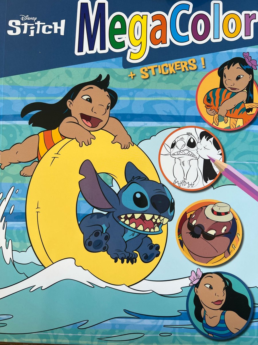 KLeurboek Lilo en Stitch - megacolor - +/- 125 kleurplaten - met 1 vel stickers - knutselen - kleuren
