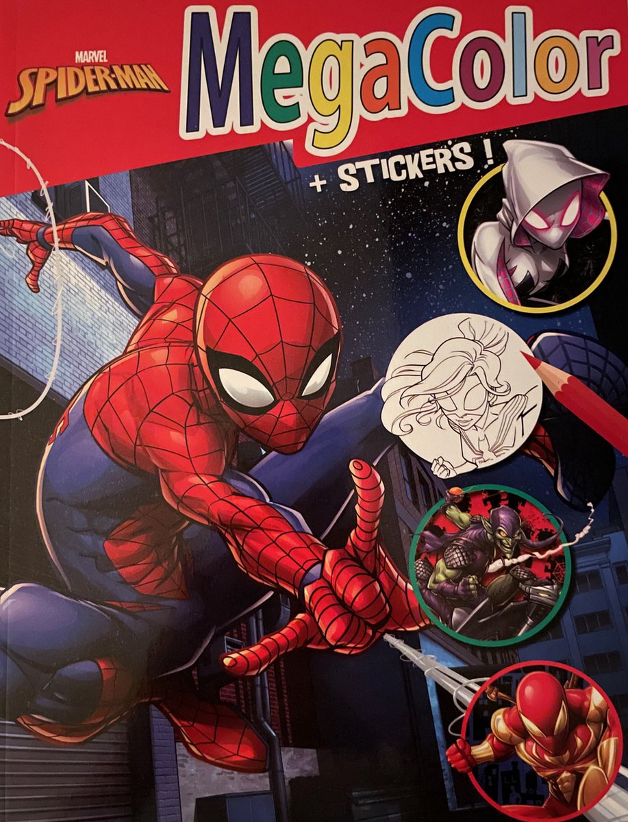 Kleurboek   Megacolor Marvel Spiderman kleur- en stickerboek, inclusief stickers