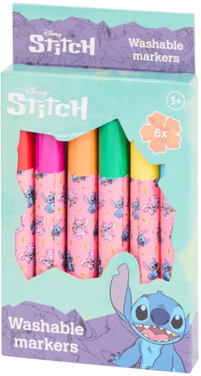 Lilo & Stitch Stiften Uitwasbaar - 6 Kleuren - Kindvriendelijk - Kleurstiften Set voor Kinderen