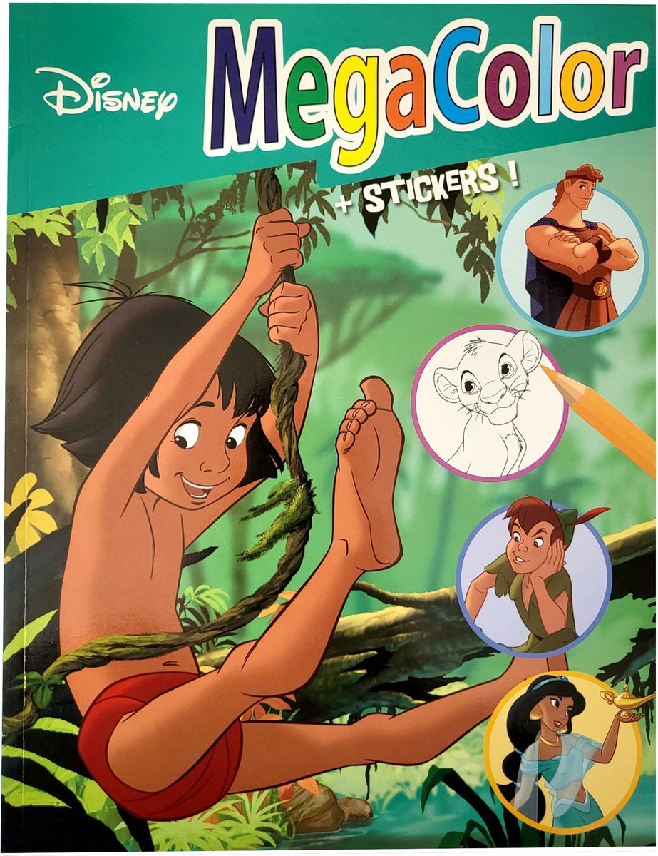Megacolor -   Jungle book - Extra dik! kleurboek met +/- 120 kleurplaten en 1 stickervel met 25 stickers - disney classics - knutselen - kleuren - tekenen - creatief - verjaardag - kado - cadeau