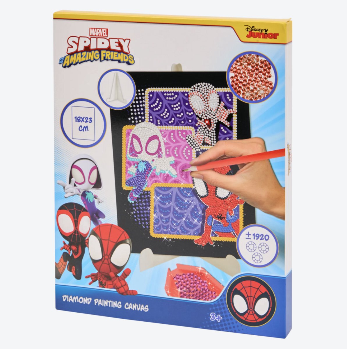 Spidey / Spiderman Diamond Painting Canvas - 18 x 23 CM - Inclusief 1920 steentjes - Vanaf 3 Jaar - Knutselen & Creativiteit - Hoge Kwaliteit -   Junior - Knutselset - Cadeau voor Jongens en Meisjes -   Spidey / Spiderman