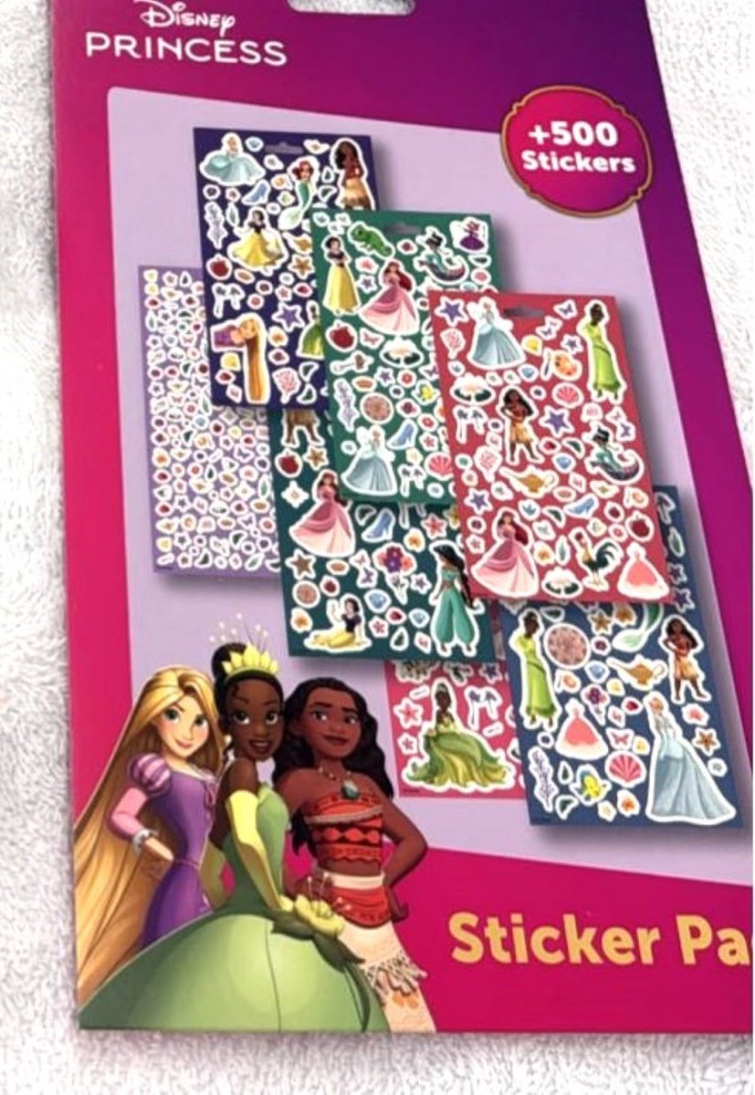Sticker pad   Princess - 7 stickervellen - 500+ stickers - 7x stickervel - prinsessen - sneeuwwitje, Jasmine, Assepoester, rapunzel, ariel, doornroosje, Tiana, Moana