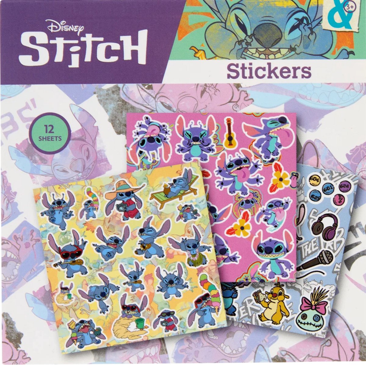 Stickerboek   Lilo & Stitch - klein - 10x10 cm - pocket vakantie model - 12 paginas stickers