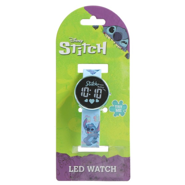 Stitch Horloge Led Rond, Verwisselbare Batterij