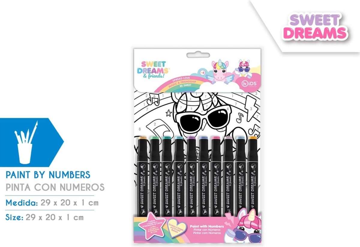 Unicorn - Eenhoorn - Kleuren op Nummer - Sweet Dreams - Kleurpakket - Kinderen