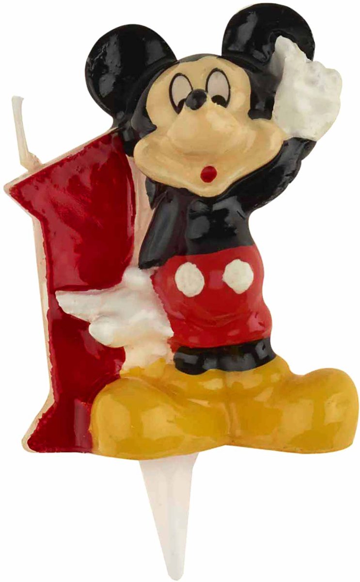 Verjaardagskaarsje 1 Mickey™ - Feestdecoratievoorwerp