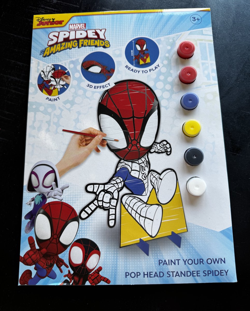 Schilder Je Eigen Spiderman - 3D Effect - Schilderen Op Nummer - Incl Verf - Vanaf 3 Jaar - Disney Junior - Spidey Amazing Friends - Marvel - Spiderman - Inclusief Kwarstje