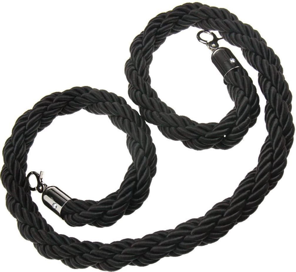 Afzetkoord Sluiting Zilver, Luxe koord Zwart voor afzetpalen