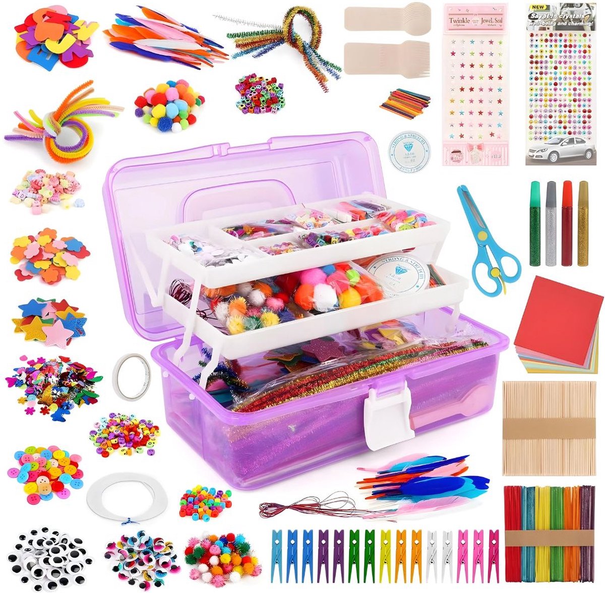 Knutselkoffer - Knutselpakket voor Meisjes - Knutselkoffer voor Meisjes Thema Prinsessen - 2200 onderdelen