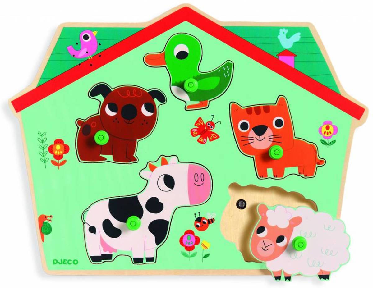 Djeco - DJ01707 - Geluidenpuzzel - De boerderij - Ouaf Woof