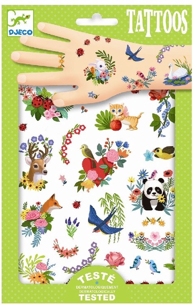 Djeco - Huidvriendelijke tattoos Happy Spring - dermatologisch getest