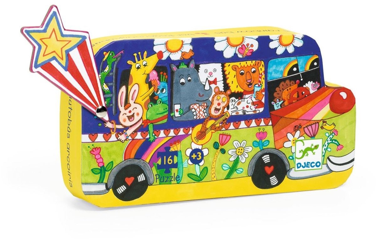 Djeco - de regenboogbus puzzel (16 stukjes)