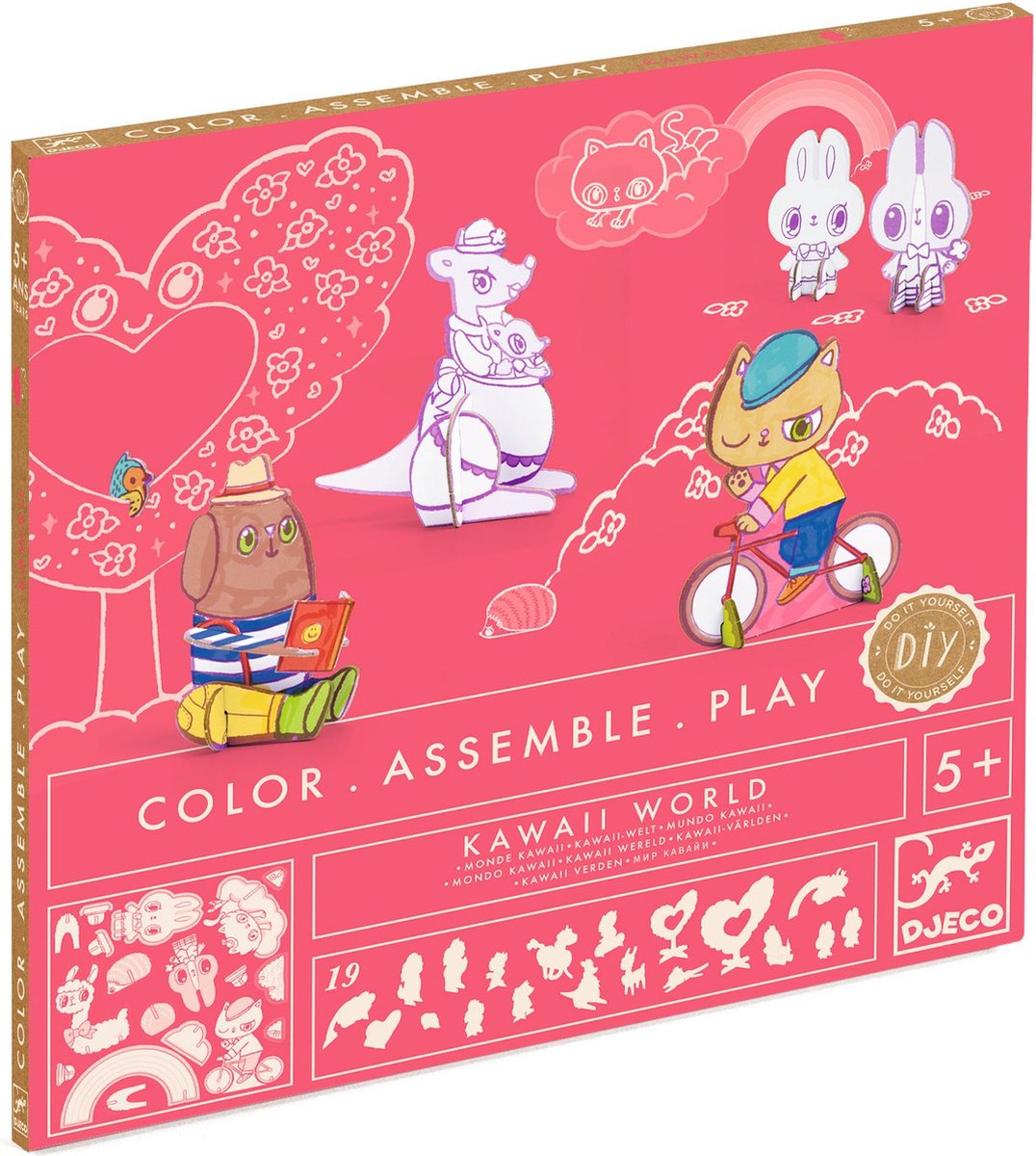Djeco creatieve knutselset Kawaii world - kleur en bouw plezier.