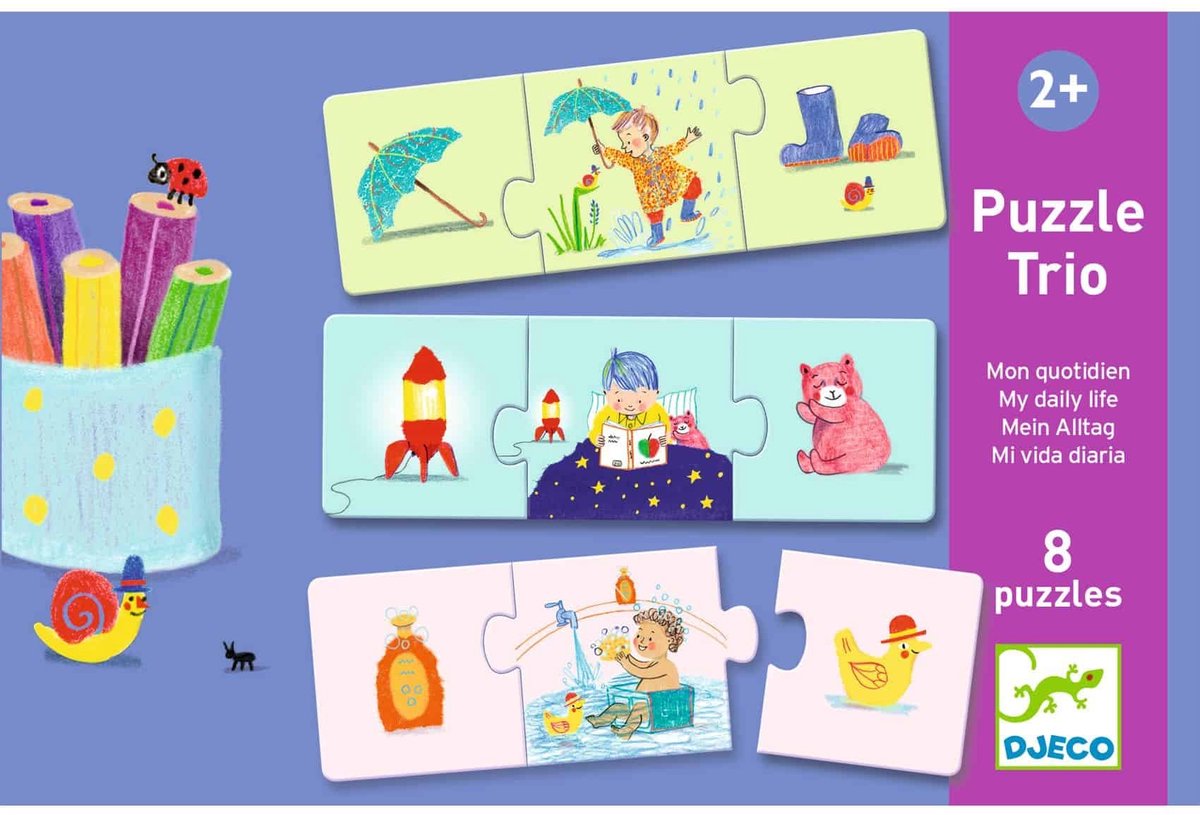 Djeco puzzel educatief Trio Mon quotidien - FSC MIX karton.