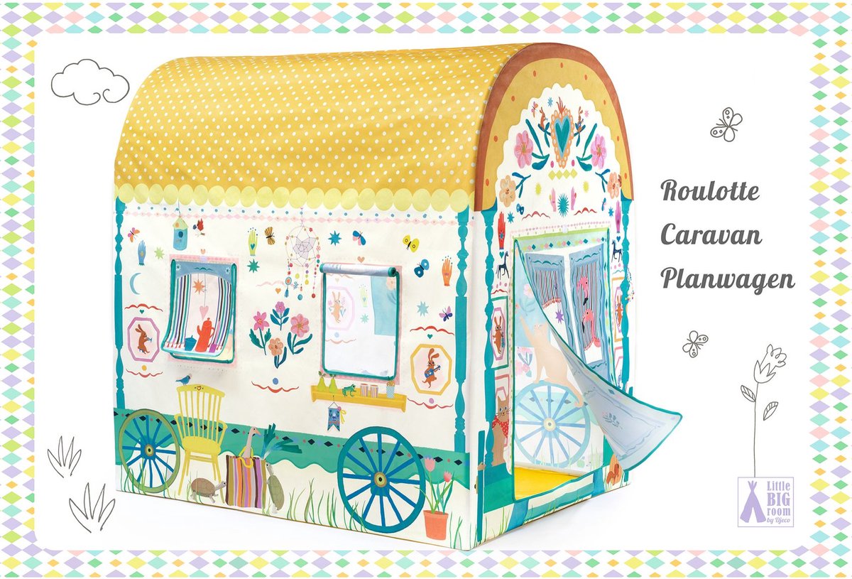 Djeco speelhuis caravan - grote tent voor kinderen caravan speelgoed.