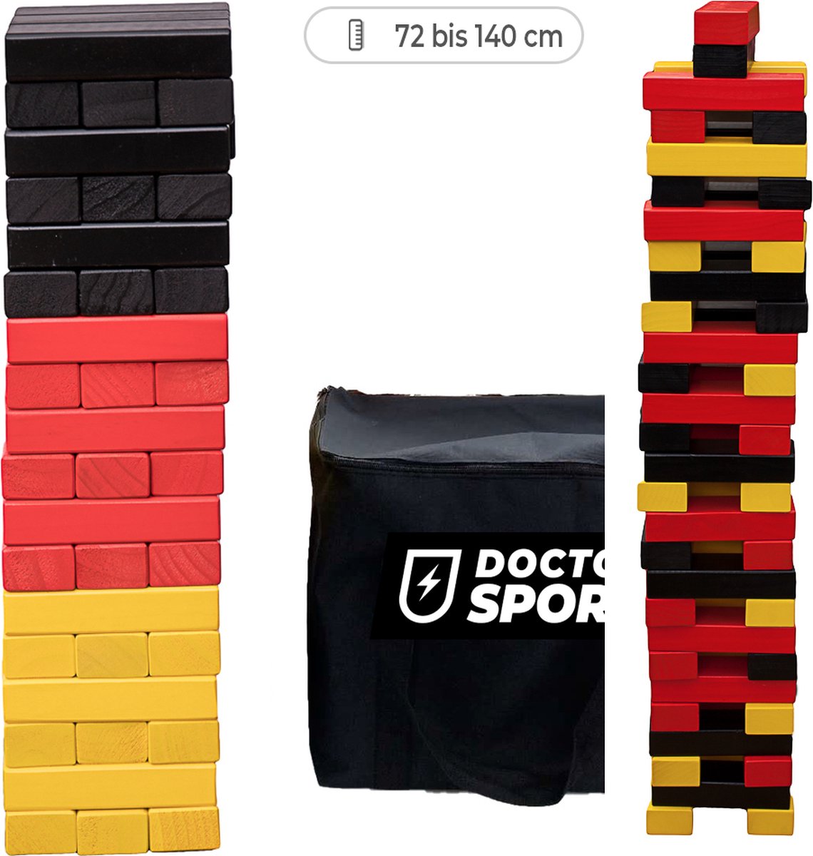 3 kleuren Stapeltoren tot 140 cm hoog in strakke tas - Kwaliteit & Klasse - Profi - ECO Made in India