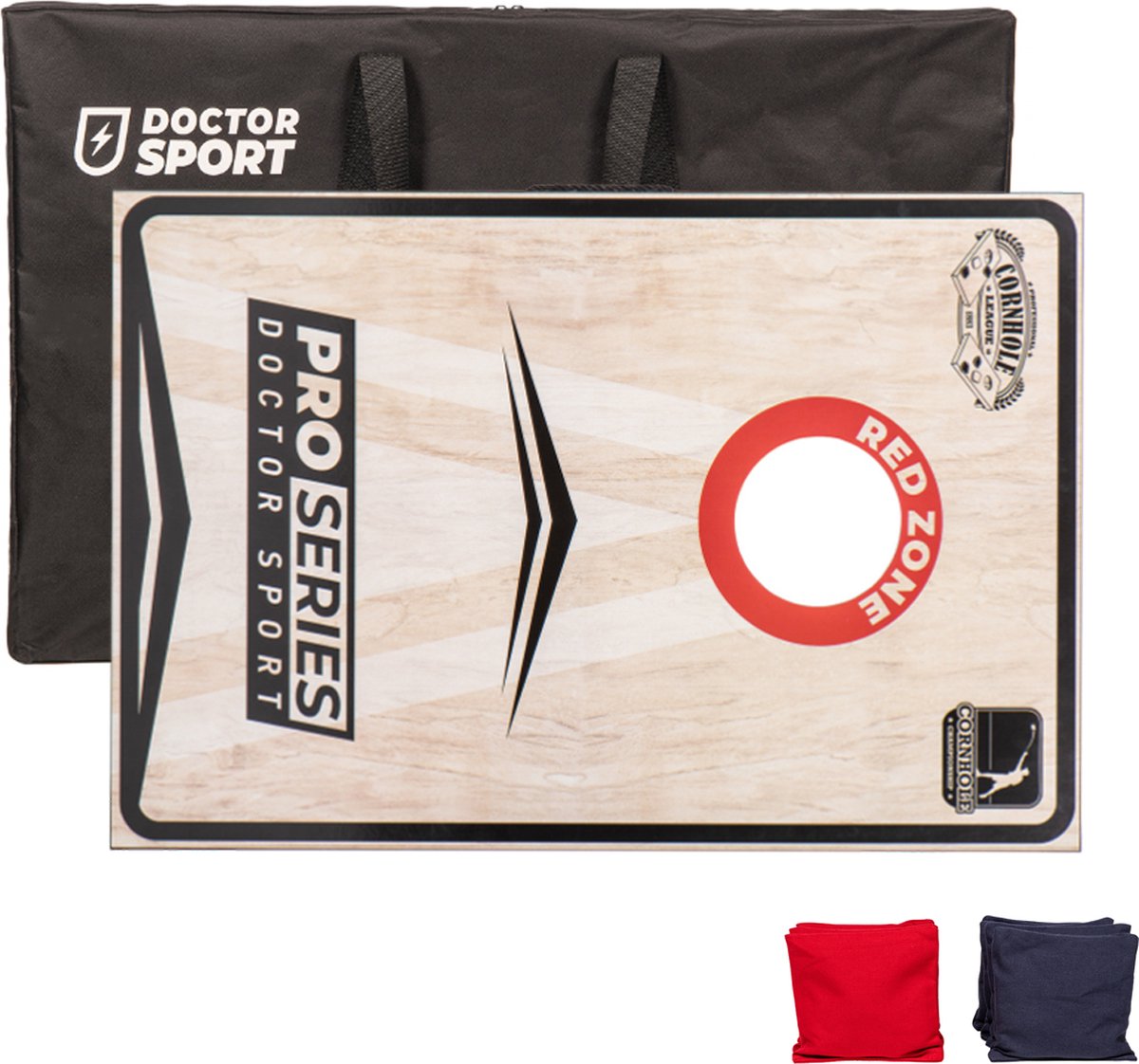 Doctor Sport Cornhole Pro Series – Amerikaans Werpspel – 120x60 cm – 8 Bean Bags + Draagtas – 1 Speelbord