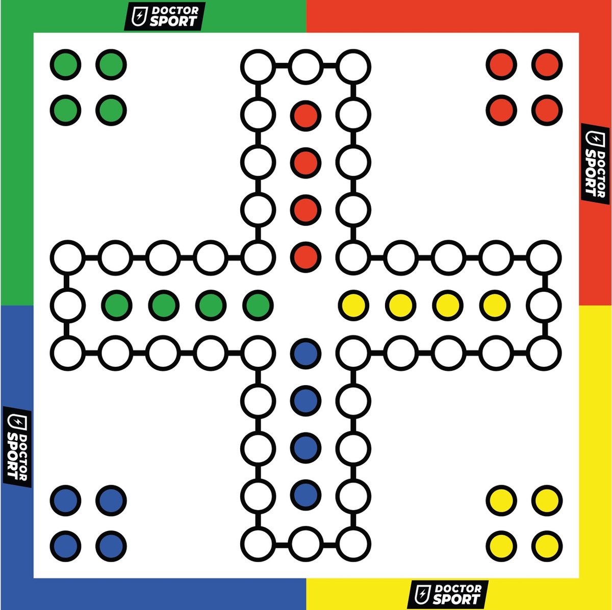 LUDO XXL - 300x300 cm - met Dobbelstenen en Pionnen Top Kwaliteit Klasse en Geweldig