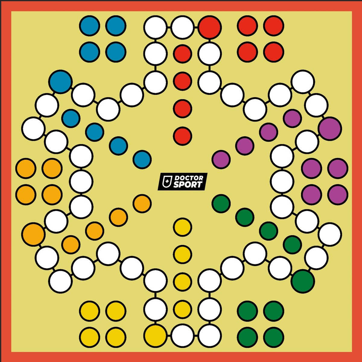 LUDO XXL - PVC-Zeil met Dobbelstenen en Pionnen - 6 Personen - 2x2 m