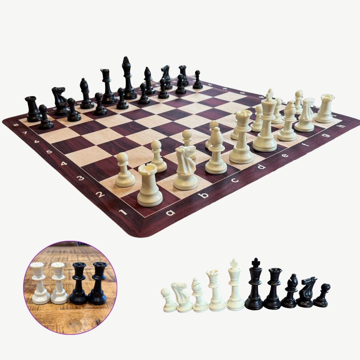 Premium Schaakset – Opvouwbare Mat 50x50 cm – Verzwaarde Stukken