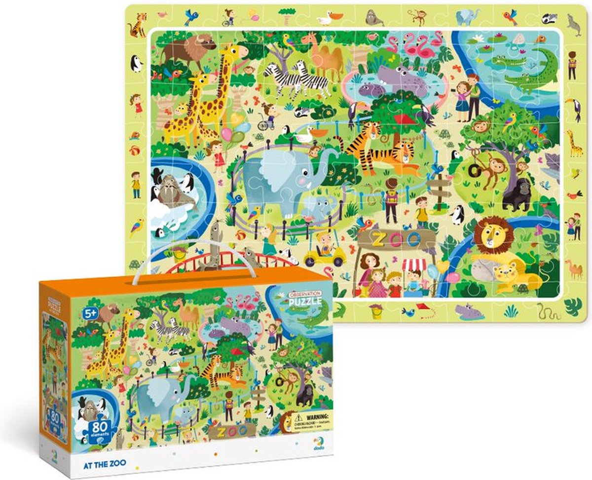DODO Toys - Puzzel Dieren 5+ -80 stukjes - 31x41 cm - Dieren Speelgoed voor Kinderen - Kinderpuzzel 5 jaar