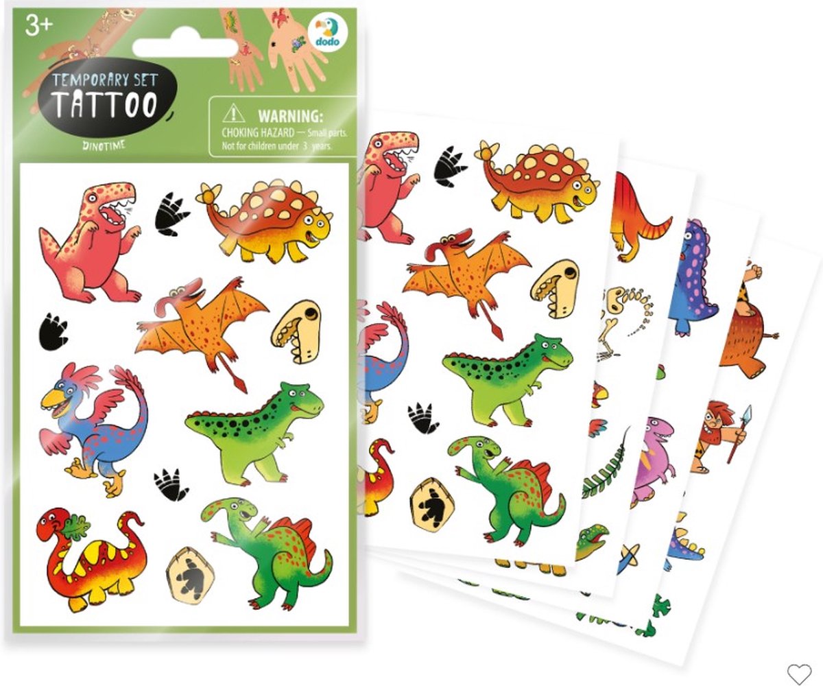 Dino Tattoos Kinderen - Tattoo Stickers - 4 Vellen - Kinder Tattoos - Tijdelijke Tattoo - Tattoo voor Kinderen - Plaktattoo Dino - Tattoo Jongens