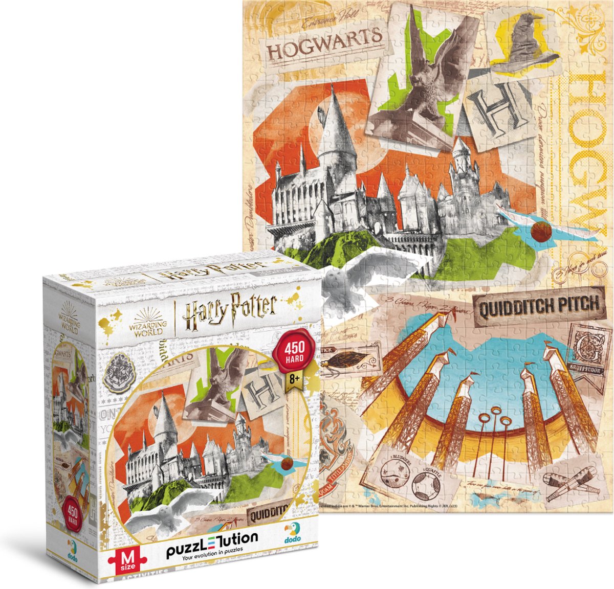 Harry Potter Puzzel 8+ - Legpuzzel 450 stukjes - Hogwarts puzzel - voor Kinderen en Volwassenen - 28 x 39 cm