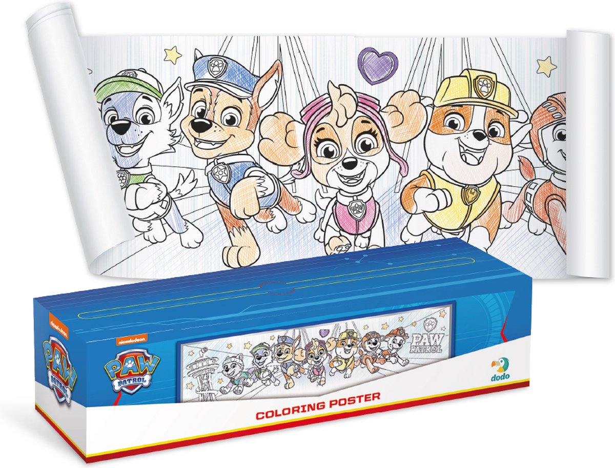 Paw Patrol Kleurposter - Kleurboek Kinderen - Paw Patrol Speelgoed - Kleurplaten voor Jongens en Meisjes - 70 x 16 cm