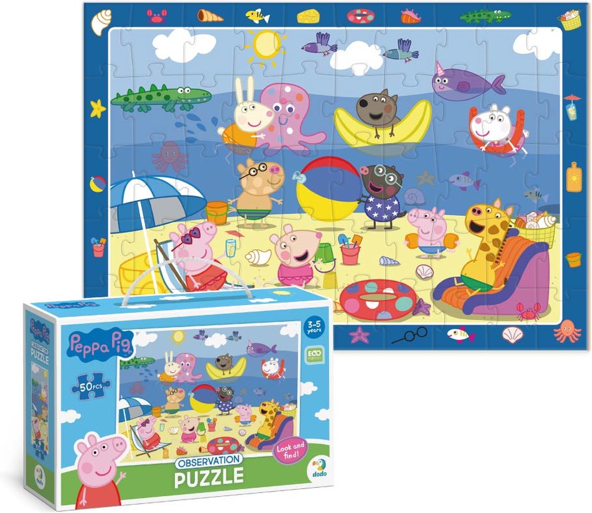 Peppa Pig Puzzel 3 - 4 - 5 jaar - 50 stukjes - 31 x 45 cm - Peppa Pig Speelgoed 3+ - Kinderpuzzel 3 4 5 jaar - Zoekboek